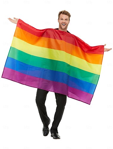 Arco iris LGBTQ Orgullo Capa Bandera Retro Antiguo Años 70 Unisexo Adulto Festival de Música Desfile del orgullo Mes del Orgullo Víspera de Todos los Santos Carnaval Disfraz de carnaval fácil
