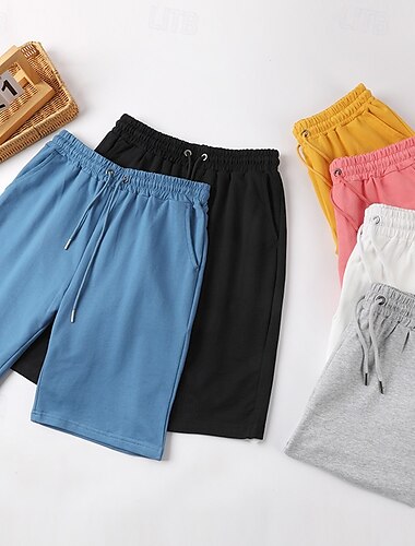  Barn Pojkar Shorts Ficka Ensfärgat Andningsfunktion Mjukt Komfort Shorts Skola Häftig Grundläggande Svart Vit Gul Mid midja