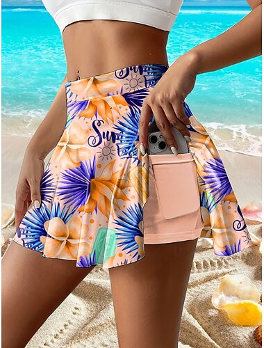  Damen Schlank Rock Mode Lässig Mini Hohe Taille Röcke Blumen Grafik Buchstabe Dehnbar Täglich Rosa Blau Orange Sommer Gestrickt Polyester