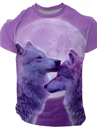  vincent hie férfi állatos póló rövid ujjú póló 3D nyomtatott kerek nyakú ing eltúlzott designer party utcai lezser lila nyári tavaszi minden évszakos ruházat s m l xl xxl xxxl 4xl