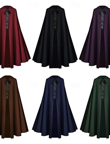  Retro Antiguo Medieval siglo 17 Capa Feria del Renacimiento Hombre Mujer Víspera de Todos los Santos Mascarada Rendimiento Fiesta Adultos Capa