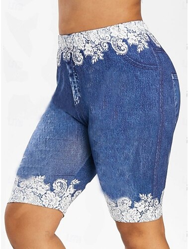  Leggings Shorts pour femmes 3D Imprimés Chinos Vacances Vintage Mode Longueur Genou Taille Haute Imprimé Floral Confortable Doux Confortable Élastique Extérieur Rue Noir Rouge Bleu Marine Violet Été