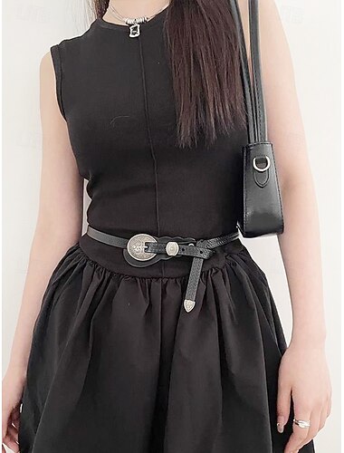  Damen-Western-Hüftgürtel aus Kunstleder mit geschnitzter Vintage-Silberschnalle für Boho-Kleider, Sommerkonzerte und Country-Hochzeits-Outfits