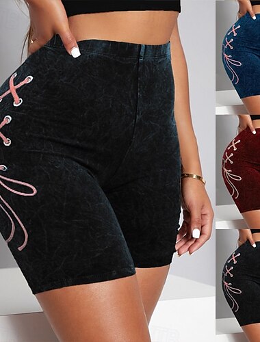  شورتات نسائية وسراويل قصيرة من الشكل والتصميم العتيق بالإضافة إلى طباعة رسومات مريحة ولينة كاجوال زمنية وصيفية بالألوان السوداء، الحمراء، والزرقاء صيف نحيف