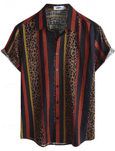  Retro Vintage Boho 1970s Shirt Hawaiian Shirts Hippie Aztec Tribal Men's Halloween Carnival Music Festival Beach Vacation Wear Retro Theme Party Adults' Shirt
