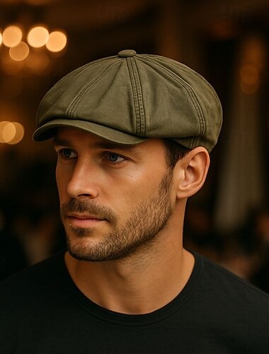  Herr Platt mössa Ascot hatt Newsboy hatt Svart Blå Bomull Mode Ledigt Gata Dagligen Slät Justerbara Solskyddskräm Andningsfunktion