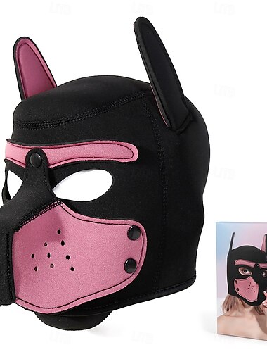  Neopren-Welpenmaske, Welpenspiel-Hundemaske für Erwachsene – BDSM-Hundemaske mit abnehmbarer Schnauze für Tierspiele &Kostümveranstaltungen Pride Parade LGBTQ