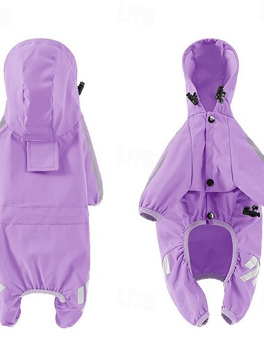 Hunderegenmantel, wasserdichter Regenponcho mit Kapuze, hochreflektierender Haustier-Regenjacke mit Leinenloch für kleine, mittelgroße und große Hunde