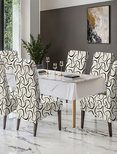  asymmetrisk trekk til spisestuestol/elastiske trekk til spisestuestol, xl/ekstra stor, avtagbar, vaskbar og myk, ekstra stor trekk til kjøkken, hotell og bankett
