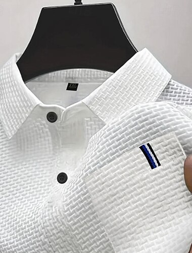 Herren Golfshirt Golf Poloshirts Arbeit Lässig Revers Kurzarm Basic Modern Einfach Knöpfe Jacquard Sommer Normale Passform Schwarz Weiß Marineblau Blau Meerblau Dunkelgray Golfshirt