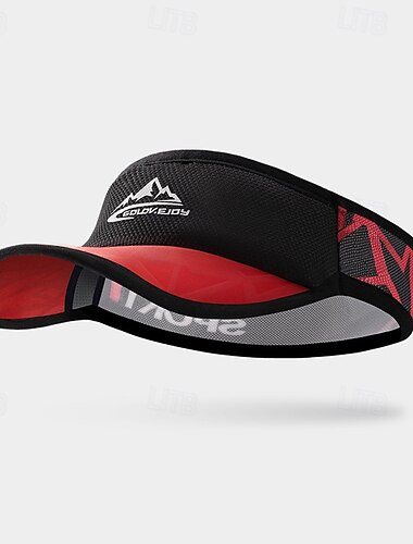  Tennis Sport Visier Parasole Damen Patchwork Buchstabe Verstellbar UV-Sonnenschutz Atmungsaktiv für Tennis Baseball Laufen Sommer Schwarz Weiß Rot