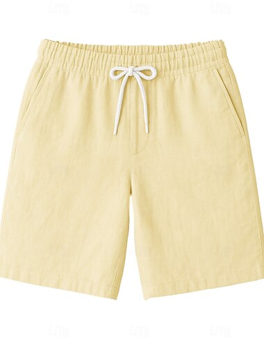  Herren Shorts Strandshorts Kordelzug Elastischer Kordelzug in der Taille Einfach Atmungsaktiv Feuchtigkeitsableitend Kurz Formell Hochzeit Outdoor Elegant Urlaub Weiß Gelb Mikroelastisch