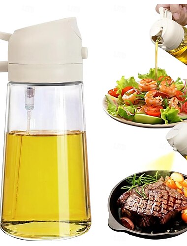  Ölsprüher zum Kochen, 16oz/470ml Ölspender für die Küche, 2-in-1 Olivenölspenderflasche für Küchengeräte, Heißluftfritteuse, Salat, Grillen