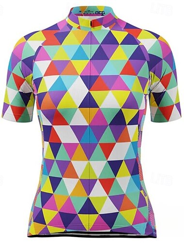  Pentru femei Jersey de ciclism Manșon scurt Bicicletă Tricou Tee Jerseu Topuri cu 3 buzunare spate Ciclism montan Ciclism stradal triatlon Respirabil Uscare rapidă Confortabil la umezeală Dungi