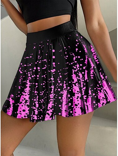  Damen Rock Mode Lässig Mini Hohe Taille Röcke Grafik Geometrisch Abstrakt Dehnbar Täglich Amethyst Weiß Blau Grün Sommer Polyester