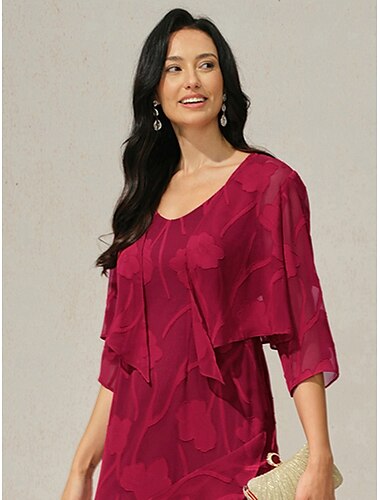  Dames haalt zijn schouders op Effen Kleur Bloemig Grafisch Elegant Stijlvol Basic 3/4 mouw Assymmetrisch Croptops Bruiloft gast Strand bruiloft Pailletten Lapwerk Rood Zomer Lente Herfst