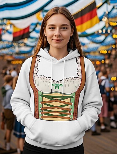  Oktoberfestbier Kapuzensweatshirt Druck Fronttasche Grafik Für Damen Erwachsene Karneval Oktoberfestbier 3D-Druck Urlaub Party