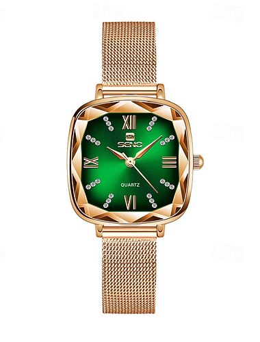  Orologio al quarzo da donna con quadrante quadrato retrò - elegante cinturino in lega, stile alla moda, impermeabile IPX7, abbigliamento casual quotidiano, regalo ideale per le donne