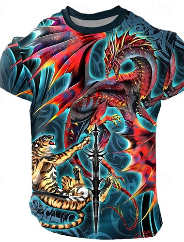  ruth thompson férfi sárkányos póló rövid ujjú póló 3D nyomtatott kerek nyakú ing eltúlzott designer party utcai lezser kék nyári tavaszi minden évszakos ruházat s m l xl xxl xxxl 4xl