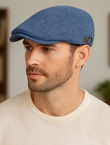  Herr Platt mössa Ascot hatt Newsboy hatt Svart Blå Bomull / Linneblandning Mode Ledigt Gata Dagligen Slät Justerbara Solskyddskräm Andningsfunktion