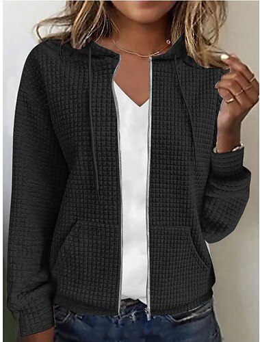  Damen Kapuzenshirts Lässig Langarm Mit Kapuze Normale Oberteile Schwarz Weiß Rosa Blau Khaki Frühling, Herbst, Winter, Sommer