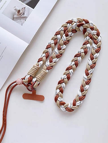  mehrfarbiges geflochtenes Telefon-Lanyard-Band mit abnehmbarem Clip für die Telefonhülle – verstellbares Umhängeband für Damen und Herren
