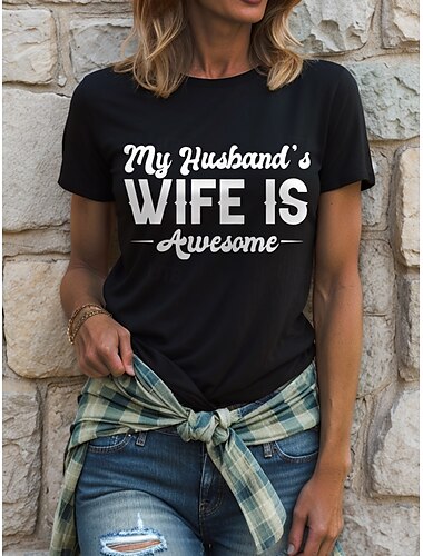  女性用 Tシャツ グラフィック レタード ヴィンテージ スタイリッシュ クラシック 半袖 クルーネック ラウンドネック レギュラートップス 日常 週末 プリント ブラック ホワイト ルビーレッド ブルー パープル 夏