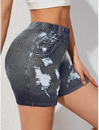  Damen Shorts Leggings Chinos Urlaub Vintage ethnischer Stil kurze hohe Taille grafischer Schnitt bequem atmungsaktiv schnelltrocknend dehnbar Outdoor Straße täglich schwarz rot blau Sommer schlanke