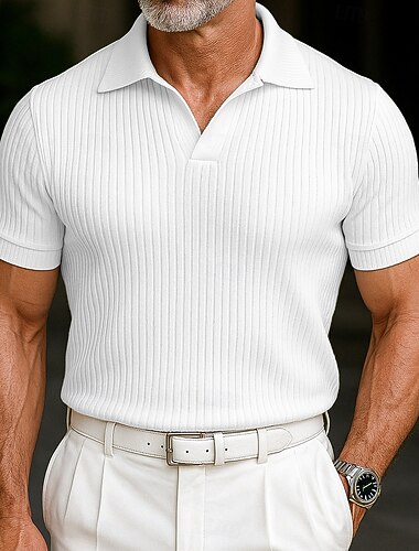Herren Rippenstrick-Top Muskelshirt Arbeit Lässig V Ausschnitt Kurzarm Basic Modern Einfarbig Gestrickt Sommer Frühling & Sommer Schmale Passform Weiß Burgunderrot Marineblau Hellblau Grau   Herren Rippenstrick-Top Muskelshirt Arbeit Lässig V Ausschnitt Kurzarm Basic Modern Einfarbig Gestrickt Sommer Frühling & Sommer Schmale Passform Weiß Burgunderrot Marineblau Hellblau Grau