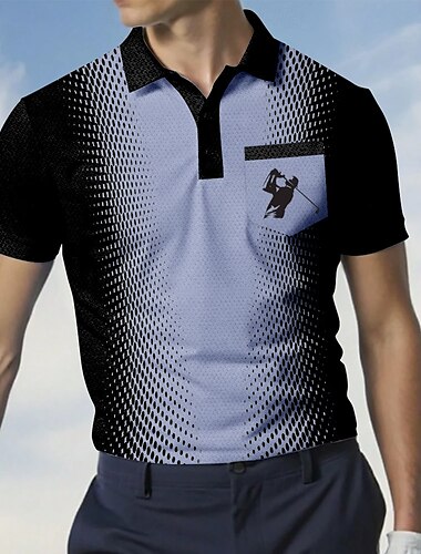  Herren Geometrisch Sport-Poloshirts Kurzarm Polo-Shirts Hemden mit Kragen Business-Casual Outdoor Athleisure Alltagskleidung Knöpfe 3D-Druck Sommer Weiß Rosa Blau