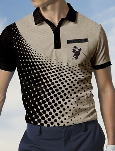  Herren Geometrisch Sport-Poloshirts Kurzarm Polo-Shirts Hemden mit Kragen Business-Casual Outdoor Athleisure Alltagskleidung Knöpfe 3D-Druck Sommer Weiß Blau Braun