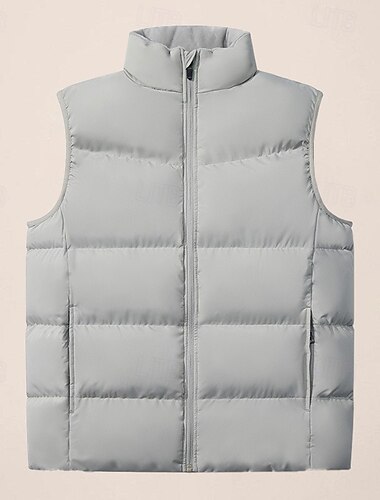  Per uomo Gilet imbottito Quotidiano Casual Autunno & Inverno Tasca Poliestere Confortevole Tinta unica Bottone frontale Collo alla coreana Vestibilità regolare Nero Blu reale Verde scuro Grigio chiaro