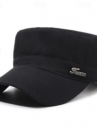  Men's Flat Cap Sun Hat Trucker Hat Black Navy Blue Polyester Metal Fashion Casual Street Daily Plain Adjustable Sunscreen Breathable