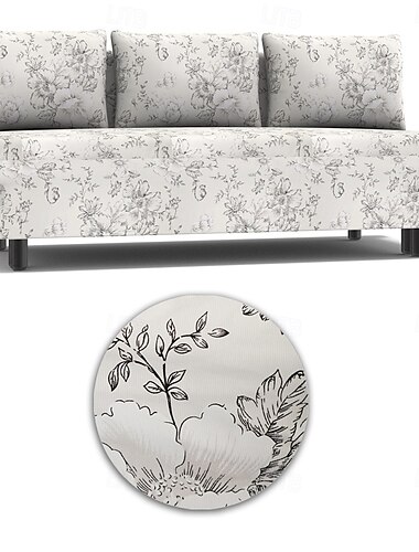  Funda de sofá 100 % algodón, adecuada para fundas acolchadas con plantas florales de älvdalen