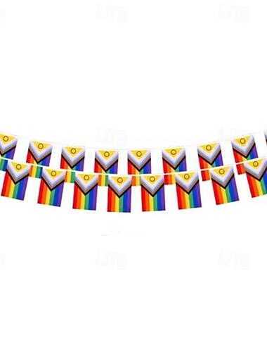  Regenbogen-Wimpelkette mit Pride-Flaggen, 14 x 21 cm großes Polyester-Wimpelbanner für LGBTQ-Gay-Party-Dekoration, Love is Love Pride Month-Dekor