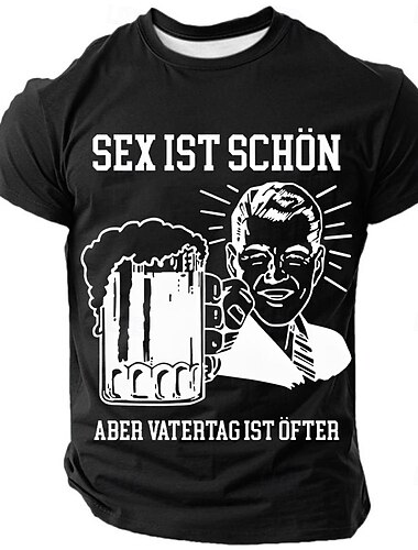  男性用 ビール ドイツ語 Tシャツ 半袖 Tシャツ 3Dプリント クルーネック シャツ ファッション 日常 ベーシック ストリート カジュアル 日常 ブラック ルビーレッド ブルー 夏 春 オールシーズン 衣類 S M L XL XXL XXXL