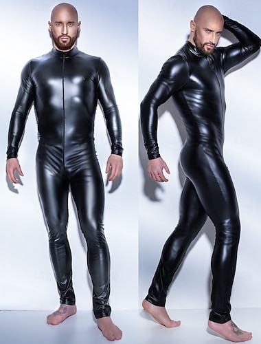  Zentai-Pakken Catsuit Volledig pak Glanzende afwerking Voor heren Glanzend Rits Aan De Voorzijde Leerfetisj Kostuum voor Nachtclub Prideparade Trots maand Halloween Carnaval Volwassenen