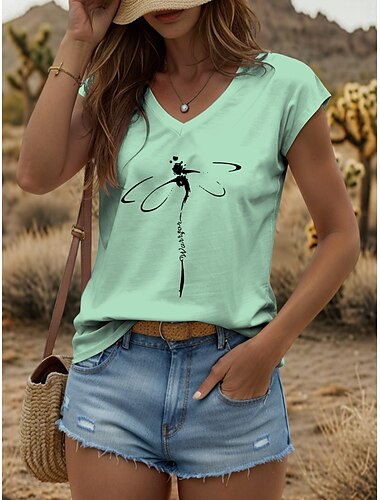  Damen Tiere Libelle Camisole Tank Top Vintage Tropisch Stilvoll Ärmellos Kurzarm V-Ausschnitt Normal Tops Alltagsdruck Schwarz Weiß Rosa Blau Lila Sommer Frühling