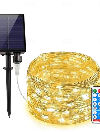  Kobbertråd utendørs solcelledrevet lyslenke feelampe 8 moduser 30m 40m 50m for bryllupsfest hjem hage sommerdekorasjon led solcelledrevet girlanderlampe med fjernkontroll
