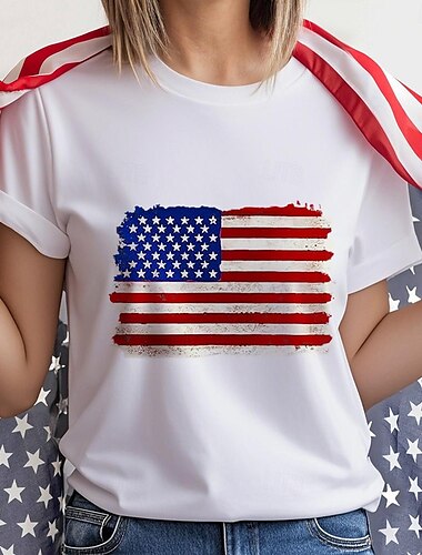  День независимости 4 июля Флаг США Как у футболки Манга Снова в школу! Флаг США Графический Назначение Жен. Взрослые Маскарад 4 июля Горячего тиснения фестиваль