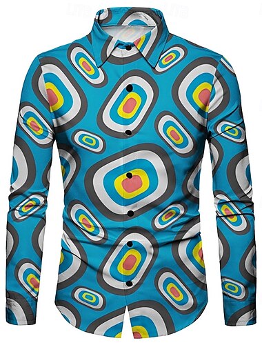  Retro Vintage 1970er Hemd Disco Geometrisch Psychedelisch Herren Halloween Karneval Musikfestival Pride Parade Erwachsene Hemd