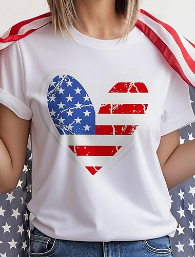  Independence Day 4 juli Amerikaanse Vlag T-Shirt Manga Back To School Amerikaanse Vlag Grafisch Voor Dames Volwassenen Maskerade 4 juli Heet stempelen Festival