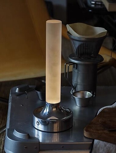  Lampada da tavolo a candela, stile lungo, ricaricabile tramite USB, lampada touch wireless, decorazione da tavolo, luce notturna per camera da letto, argento
