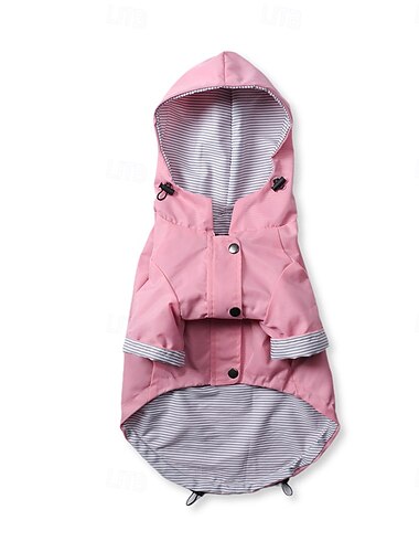  Hunderegenmantel, wasserdichter Regenponcho mit Kapuze, Haustier-Regenjacke mit Leinenloch für kleine, mittelgroße und große Hunde