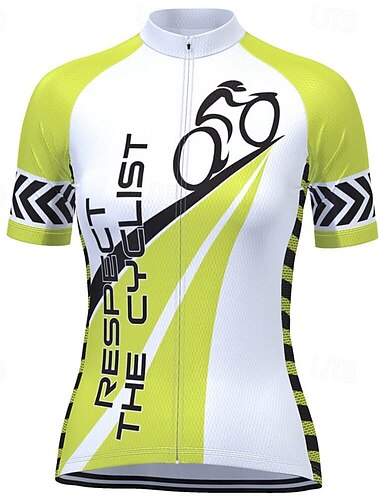  Damen Radtrikot Kurzarm Fahhrad T-Shirt Trikot Oberteil mit 3 Gesäßtaschen Mountainbike MTB Straßenradsport Triathlon Atmungsaktiv Schnelltrocknend Feuchtigkeitsableitend Reflektierende Streifen Grün