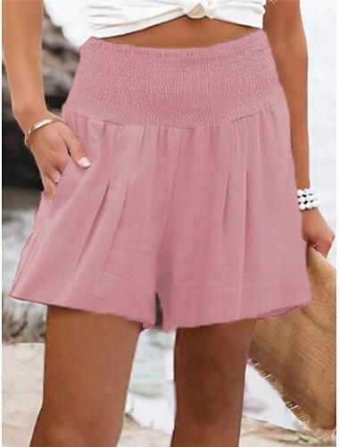  Per donna Pantaloni da tuta Chinos Shorts Vacanza Vintage Moda Corto Vita Alta Semplice Tasca Fascia Elastica Comodo Morbido Confortevole Micro-elastico Formale All'aperto Streetwear Nero Bianco Rosa