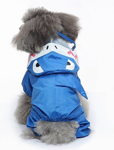  Hunderegenmantel, wasserdichter Regenponcho mit Kapuze, verstellbare Haustier-Regenjacke mit Leinenloch für kleine und mittelgroße Hunde