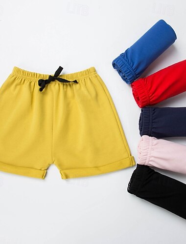  Kinder Jungen Kurze Hose Einfarbig Atmungsaktiv Weich Komfort Kurze Hose Outdoor Basic Schwarz Weiß Gelb Mittlere Taille