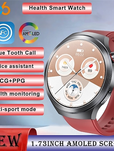  Reloj inteligente et475 de 1,73'' con pantalla AMOLED, llamadas Bluetooth, emergencia SOS, modo multideportivo, detección de fatiga y sueño, corona giratoria y esfera redonda resistente al agua para hombre.