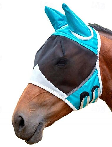  ademend paardenmasker - comfortabel mesh paardenvliegenmasker met oor - ruitersportbenodigdheden - voor paarden - voor de zomer &buitenrijden - perfect cadeau voor paardenliefhebbers